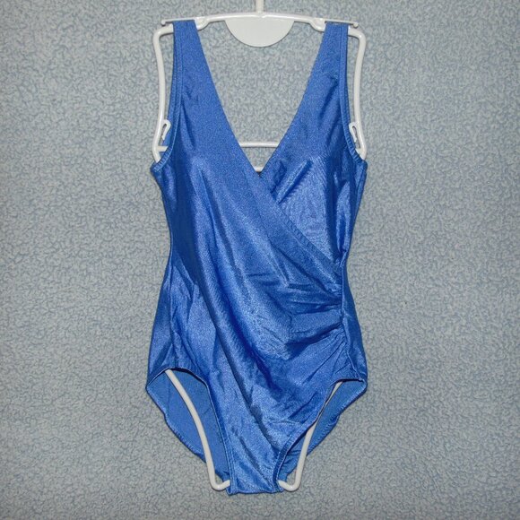 Shiny Blue Swimsuit / Leotard  L - Picture 1 of 7